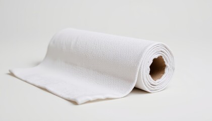 Obraz premium White fabric roll on white backdrop, a study in texture, material, and minimalist design