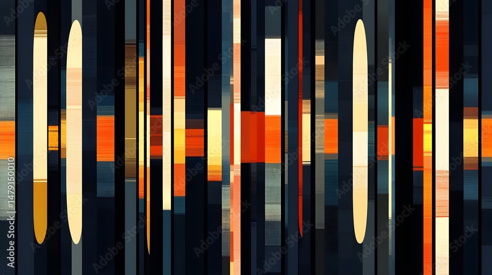 Aufkleber Abstract design with vertical stripes and layered shapes.