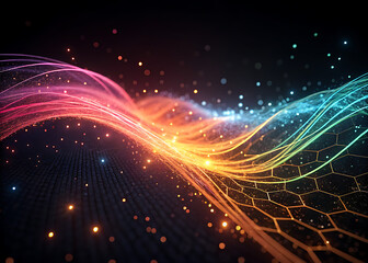 Fototapeta premium Rainbow plasma wave against dark background 