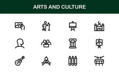 Creative Arts and Culture Icons. Modern Vector Illustrations for Designers and Artists