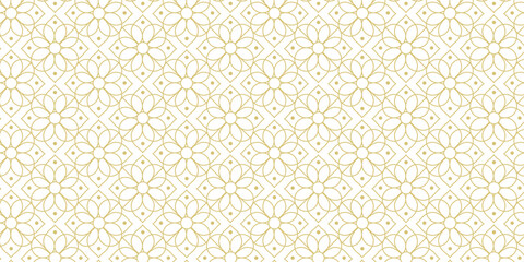 Geometric linear floral tile pattern. Luxurious oriental art deco texture background.