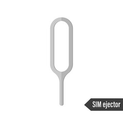 Sim ejector. Silver pin icon. Flat design. Vector illustration isolated on white background.