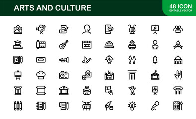 Creative Arts and Culture Icons. Modern Vector Illustrations for Designers and Artists