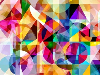 Obraz premium Colorful Abstract Geometric Shapes in Bright Vibrant Patterns