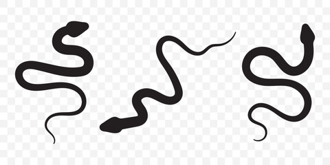 Fototapeta premium Simple snake silhouette set vector illustration reptile animal design. EPS 10
