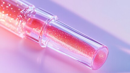 Sparkling pink lip gloss in clear tube