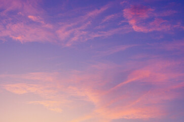 colorful dramatic sky with cloud at sunset