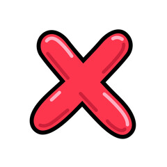 Fototapeta premium Cartoon letter X vector illustration, red alphabet X typographic design, capital letter X clip art