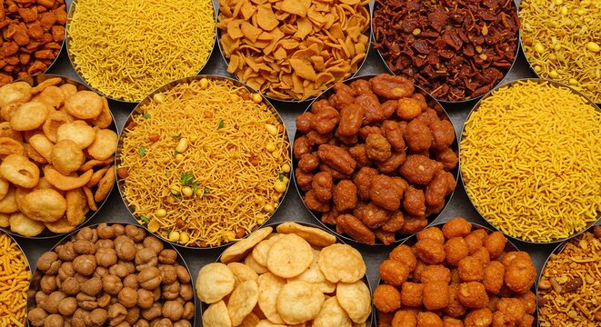 Savory Indian Snack Variety: A Vibrant Culinary Display