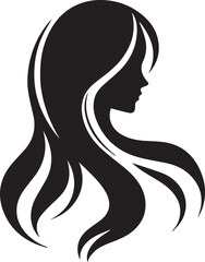 long hair Silhouette on White Background