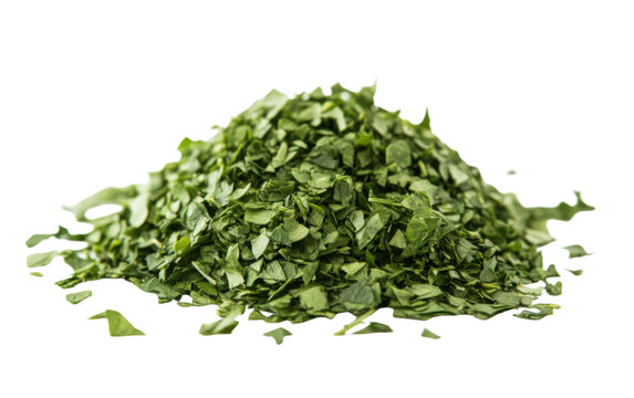 Chopped parsley on a white background