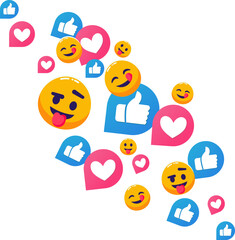 Naklejka premium Social Media Love and Like Reactions