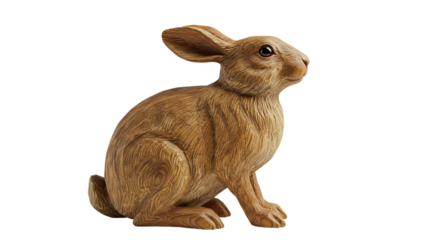 Wooden rabbit figurine carved bunny sculpture easter decoration animal art collectible hare statue home decor gift
