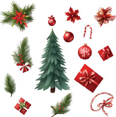 Festive Christmas Decorations Gifts Tree Santa and Winter Holiday Cheer