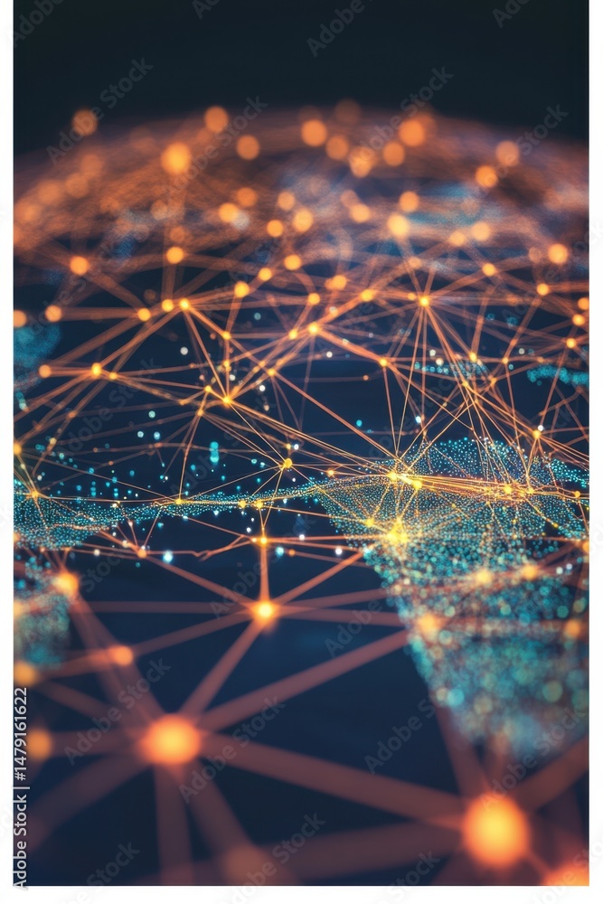 Poster global network connection digital world connectivity concept abstract visualization data transfer an