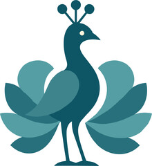 Abstract symmetrical peacock vector with simple shapes