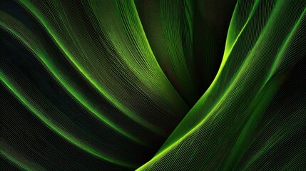 Intricate, vibrant green leaf-like pattern in dark shades.