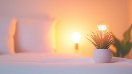 Efficient lightbulb used in a reading lamp, offering bright light with minimal energy.