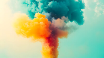 Vibrant Color Smoke Explodes Upward