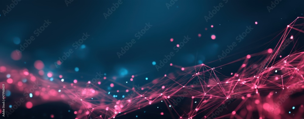 Aufkleber abstract digital network design with glowing particles.