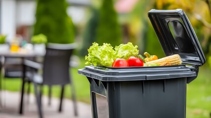 filled with vegetable scraps and garden waste