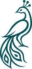 Obraz premium Elegant peacock design in single stroke vector