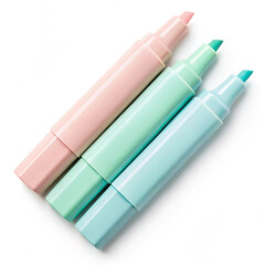 Set of pastel colored highlighters on white