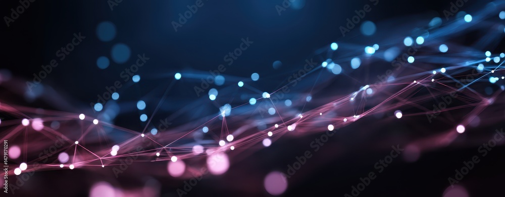 Aufkleber abstract digital network design with glowing points.