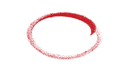 Hand-Drawn Red Crayon Circle Highlight Mark on White Background &ndash; Scribble Style Oval Emphasis Element