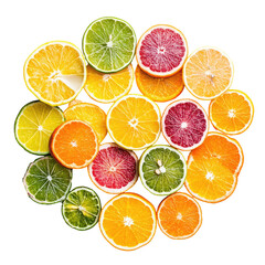 Obraz premium Colorful citrus slices arranged in a circle