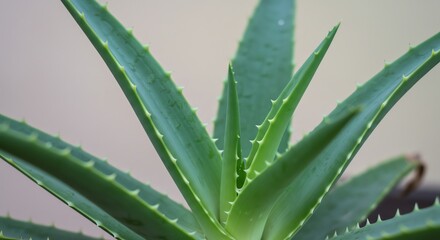 Fototapeta premium Aloe Vera Plant: Lush Green Spines, Close-up Botanical Image