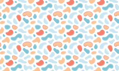 Cheerful Pastel Organic Blobs Shapes Seamless Pattern Background
