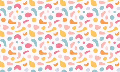 Vibrant Memphis Style Freeform Shapes Seamless Vector Pattern Design