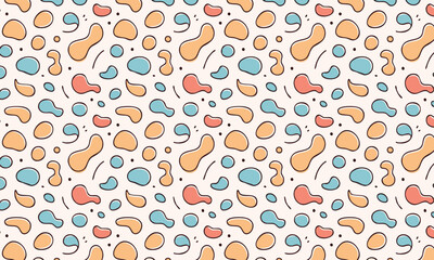 Colorful Organic Abstract Shapes Seamless Vector Pattern Background 
