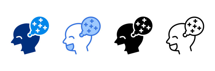 Positive Thinking  Icon Set Multiple Style Vector Illustration 