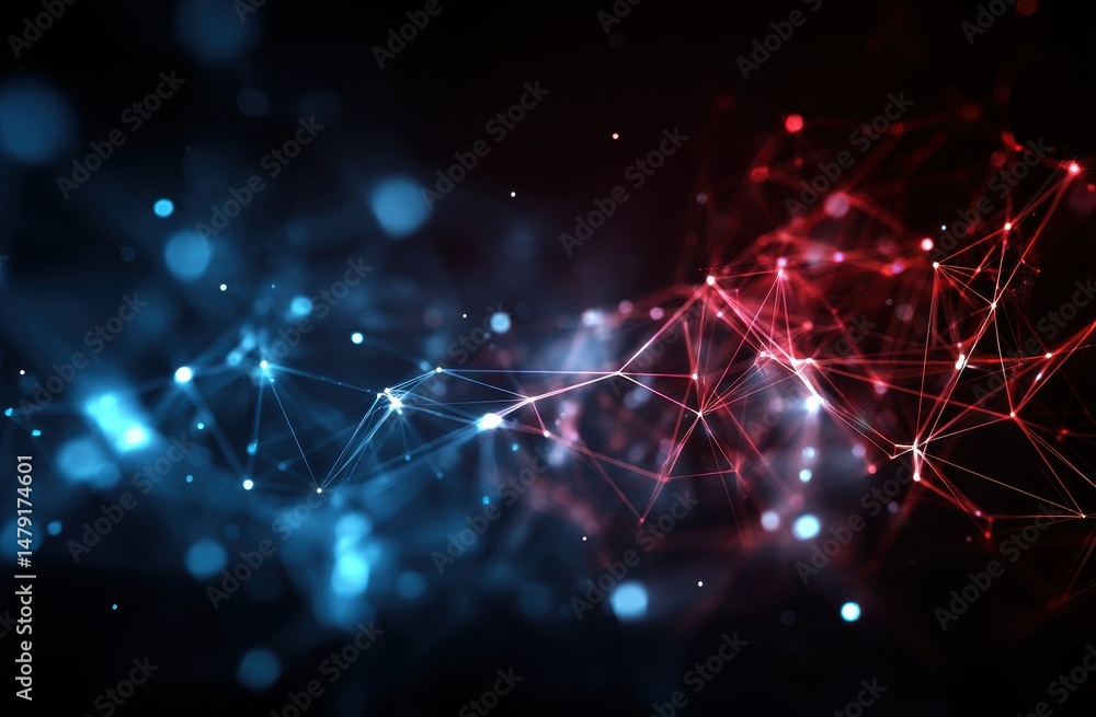 Poster abstract network design with vibrant color connections.