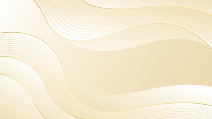 Abstract beige luxury wave background with gold lines. Elegant cream gradient design for beauty products, templates, banners, sales, awards, events, websites, pages and more