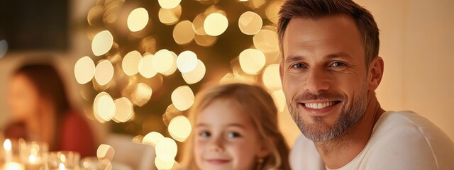 Cheerful Father and Daughter Celebrate Together During Holiday Season