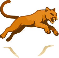 Vector with soft gradients showing a mountain lion mid-leap