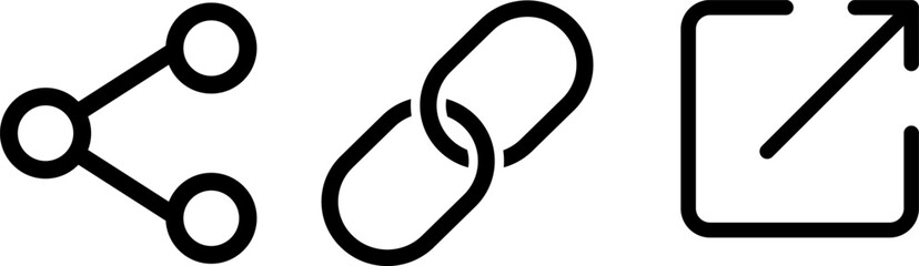 link, share, externel link icon set. hyperlink symbol. strategy planning. Network sharing sign. arrow link connection icon