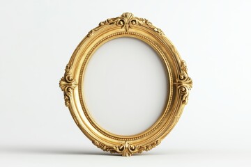 Ornate golden oval frame isolated on white background. perfect for displaying art, photos, or adding a touch of elegance.