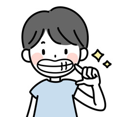 口を開いて歯を見せている子供のイラスト