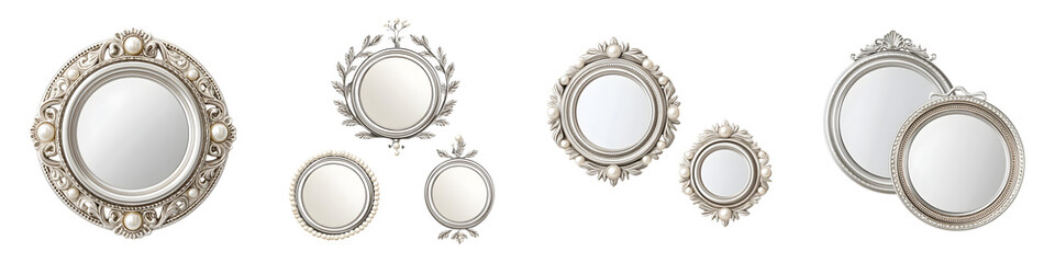 Decorative vintage mirrors in ornate designs showcasing intricate detailing, ideal for home decor, art displays, and interior styling with elegant nuances and classic charm