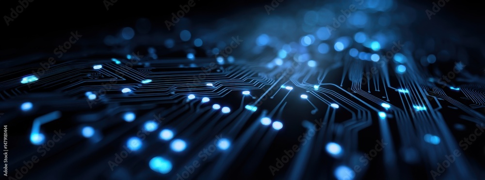 Poster close-up view of intricate circuit board design.