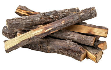 Pile of wood logs on transparent or white background