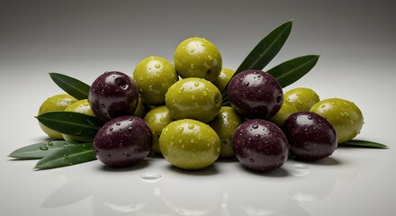 Obraz premium Olive Fruit with Leaf on Surface