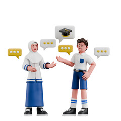 3D Back to School Characters and Activities Cute Student Illustrations for Education and Learning