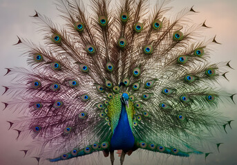Fototapeta premium Peacock feathers display