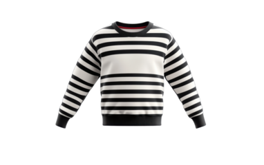 Striped sweater with a red stripe on transparent or white background