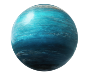 Beautiful blue planet with swirling oceans and vibrant colors on a transparent background, cut out